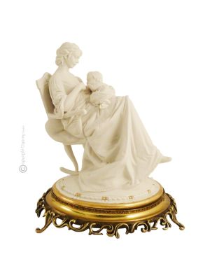 MUTTER AUF SCHAUKELSTUHL Italienische Porzellan Figur handgemacht elegant hochwertig exklusiv
