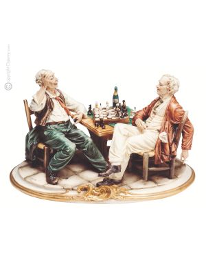 SCHACHSPIELER Capodimonte Porzellan Figur handbemalt elegant exklusiv Italienisches Design