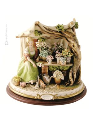 BLUMEN VERKÄUFERIN Edles Porzellan Figur handbemalt hochwertig Wohnkultur Italienisches Design