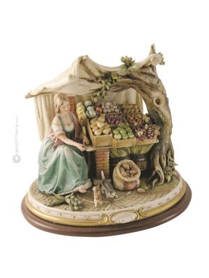FRÜCHTE VERKÄUFERIN Capodimonte Porzellan Figur handgemacht stilvoll elegant hochwertig exklusiv