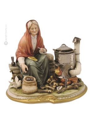 KASTANIENRÖSTER Capodimonte Porzellan Figur handgemacht Wohnkultur elegant exklusiv stilvoll
