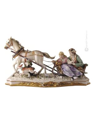 AUF DEM SCHNEE Edles Porzellan Figur handgemacht elegant Italienisches Design hochwertig