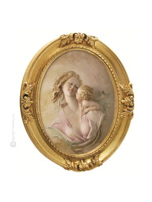 MUTTER MIT BABY Bild Basrelief Flachrelief Porzellan Capodimonte Made in Italy