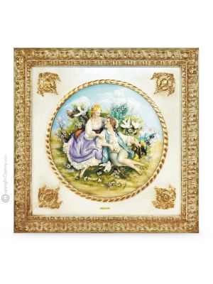 DAS ERSTE DATE Bild Basrelief Flachrelief Porzellan Capodimonte Made in Italy