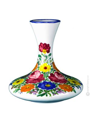 DECANTATORE FIORACCIO POLICROMO Castelli Keramik Dekanter Weindekanter Wasserdekanter handgemacht authentisch Abruzzen Made in Italy