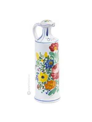 OLIERA OLIO FIORACCIO Flasche Öl Cruet Castelli Keramik handgemacht authentisch Abruzzen Made in Italy