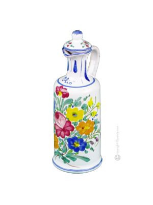 OLIERA OLIO FIORACCIO Flasche Öl Cruet Castelli Keramik handgemacht authentisch Abruzzen Made in Italy