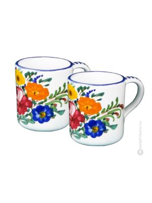 TAZZE MUG FIORACCIO Set 2 Tassen Frühstückstassen Keramiktassen Castelli Keramik handgemacht authentisch Abruzzen Made in Italy