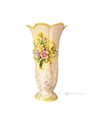 GIULEBBE Italienische Keramik Vase handgemacht 24k Goldfarbe Blumen Barockstil handbemalt