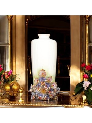 GAIO Italienische Keramik Vase handgemacht 24k Goldfarbe Blumen Barockstil handbemalt