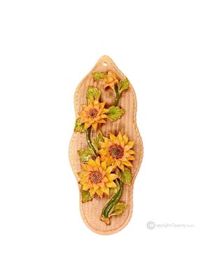 BILD Wanddekoration Ornament zum Aufhängen Keramik im Barockstil mit Details aus 24 Karat Gold Made in Italy 