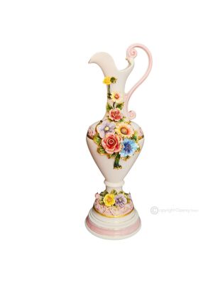 TEPORE Italienische Keramik Vase handgemacht 24k Goldfarbe Blumen Barockstil handbemalt