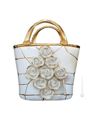 TASCHE Exklusives Ornament aus Keramik im Barockstil mit Details aus 24 Karat Gold Made in Italy