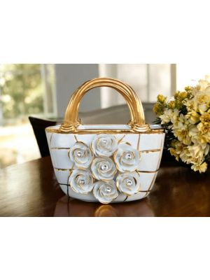 TASCHE Exklusives Ornament aus Keramik im Barockstil mit Details aus 24 Karat Gold Made in Italy