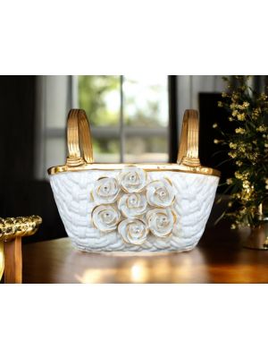 KORB Exklusives Ornament aus Keramik im Barockstil mit Details aus 24 Karat Gold Made in Italy