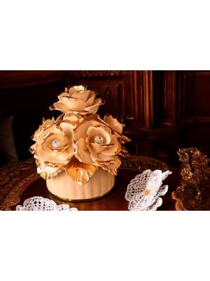 BLUMEN Exklusives Ornament aus Keramik im Barockstil mit Details aus 24 Karat Gold Made in Italy