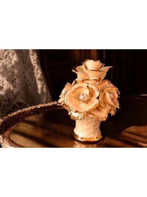 BLUMEN Exklusives Ornament aus Keramik im Barockstil mit Details aus 24 Karat Gold Made in Italy