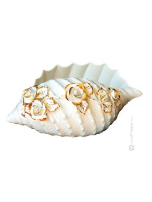 HÜLSE Exklusives Ornament aus Keramik im Barockstil mit Details aus 24 Karat Gold Made in Italy