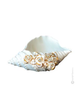 HÜLSE Exklusives Ornament aus Keramik im Barockstil mit Details aus 24 Karat Gold Made in Italy