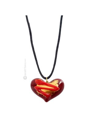 CUORE Murano Glas Schmuck Kette Damen mundgeblasene Glasperlen 24k Goldblatt Pendant Anhänger