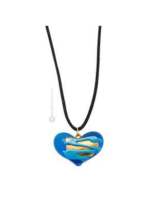 CUORE Muranoglas Schmuck Kette Damen mundgeblasene Glasperlen 24k Goldblatt Pendant Anhänger