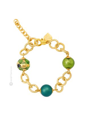 FIORATO ORO 6 Muranoglas Schmuck Armband Damen Luxusschmuck 24k Goldblatt mundgeblasene Glasperlen