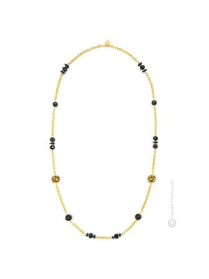 MERLETTO Muranoglas Schmuck Kette Damen mundgeblasene Glasperlen 24k Goldblatt Perlenkette
