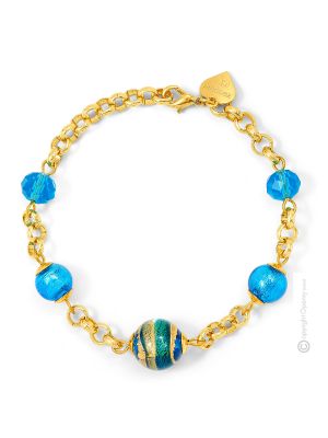 FASCIA ORO 4 Murano Glas Armband Damen Luxus Schmuck 24k Goldblatt mundgeblasene Glasperlen