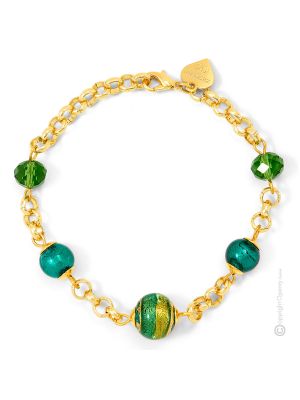 FASCIA ORO 11 Muranoglas Schmuck Armband Damen Luxusschmuck 24k Goldblatt mundgeblasene Glasperlen