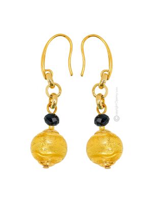 FASCIA ORO 5 Muranoglas Ohrringe Damen Luxus Schmuck mundgeblasene Glasperlen 24k Goldblatt