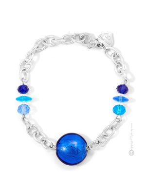 WENDY 4 Luxus Armband Damen Murano Glas 925 Silberblatt Venedig Stil Italienisches Design