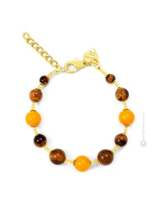 SCRIGNO Murano Glas Ohrringe Damen Luxus Schmuck Muranoglas und Tigerauge Italienisches Design