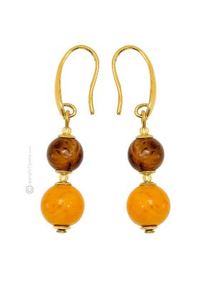 SCRIGNO Muranoglas Ohrringe Damen Luxus Schmuck mundgeblasene Glasperlen Tigerauge hochwertig