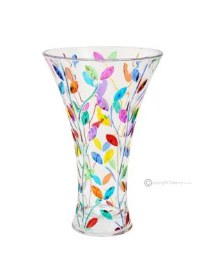 LAURUS Authentische handbemalte moderne dekorative Vase aus hochwertigem Glas.