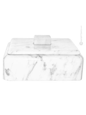 COFANETTO PORTAGIOIE MARMO CARRARA Schmuckkästchen Skulptur aus Carrara-Marmor handgemacht authentisch Made in Italy