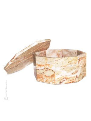 COFANETTO PORTAGIOIE OTTAGONALE MARMO ROSA ATLANTIDE Schmuckkästchen Skulptur aus Atlantis rosa Marmor handgemacht authentisch Made in Italy