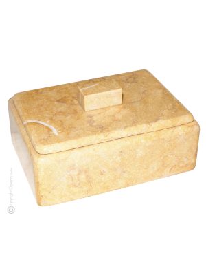 COFANETTO PORTAGIOIE MARMO GIALLO ATLANTIDE Schmuckkästchen Skulptur aus Atlantis gelber Marmor handgemacht authentisch Made in Italy