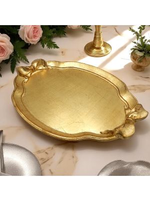 VASSOIO OVALE Tablett Holztablett mit Goldblatt handbemalt  Florenz authentisch Made in Italy