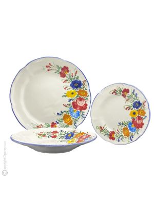 PIATTI FIORACCIO Kollektion Tellerset Set Teller Geschirrset  handgemachte Castelli Keramik Made in Italy