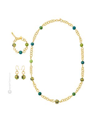 FIORATO 32 Schmuckset Damen Murano Glas Schmuck 24k Blattgold Modeschmuck hochwertig elegant