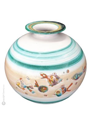 PESCI Italienische Keramik Vase handgemacht Fischmotiv  handbemalt