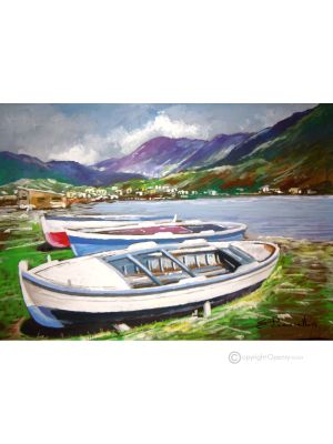 AM SEEUFER Acrylgemälde auf Leinwand modern Made in Italy