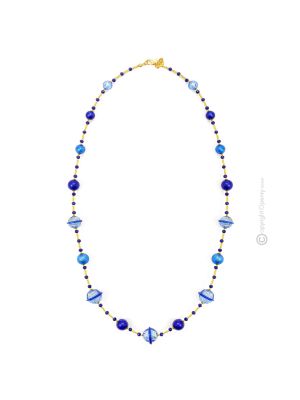 SATURNO Muranoglas Schmuck Kette Damen mundgeblasene Glasperlen Luxus 925 Silberblatt Venedig Stil