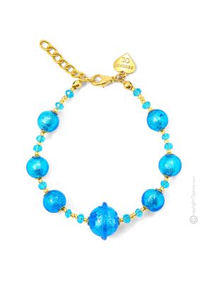 SATURNO 4 Murano Glas Armband Damen Luxus Schmuck 925 Silberblatt stilvoll elegant exklusiv