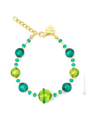 SATURNO 6 Murano Glas Schmuck Armband Damen 925 Silberblatt modern stilvoll Venedig Stil