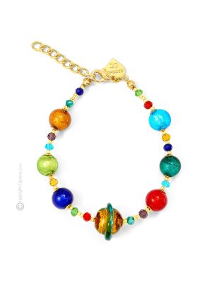 SATURNO 9 Muranoglas Schmuck Armband Damen Luxusschmuck 925 Silberblatt exklusiv elegant