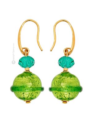 SATURNO Murano Glas Schmuck Ohrringe Damen mundgeblasene Glasperlen 925 Silberblatt