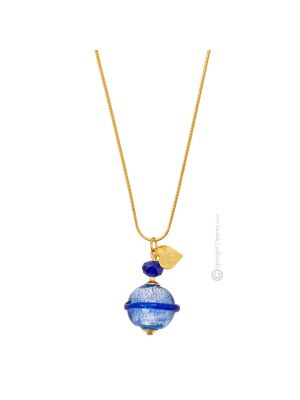 SATURNO Muranoglas Kette Damen mundgeblasene Glasperlen Modeschmuck 925 Silberblatt Venedig Stil