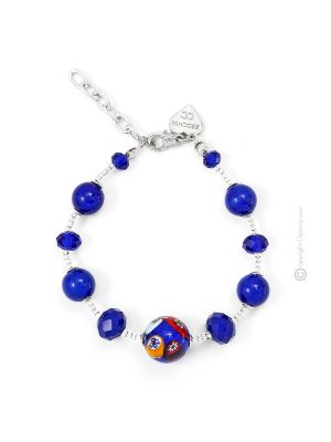 MILLEFIORI 8 Murano Glas Armband Damen Luxus Schmuck Glasperlen Murrine exklusiv Venedig Stil