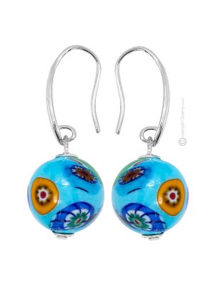MILLEFIORI Luxus Ohrringe Damen Murano Glas mundgeblasene Glasperlen Murrine Italienisches Design